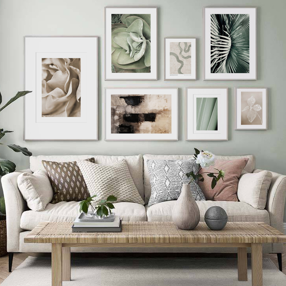 Palm Leaf Dried - ดอกไม้แห้งใบปาล์มบทคัดย่อ Line แปรงหมึก Wall Art พิมพ์ผ้าใบภาพวาด