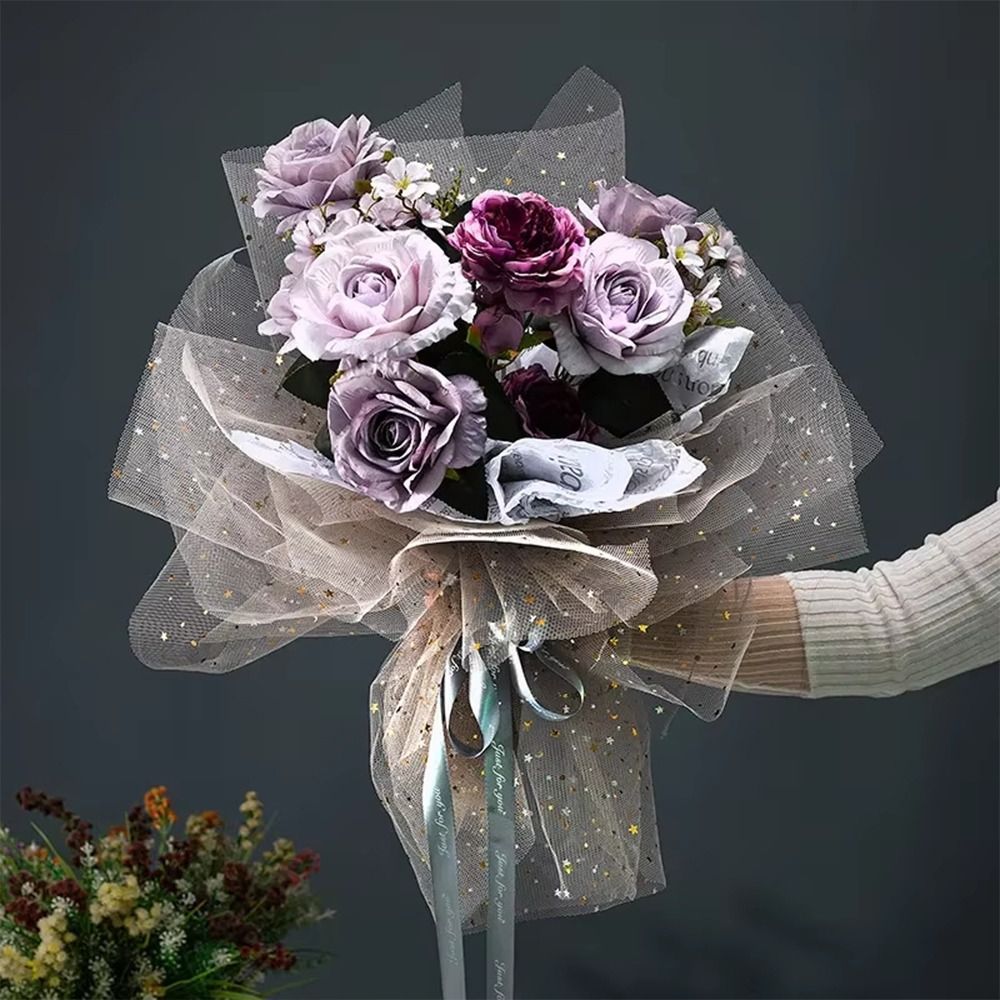 Flower Wrap Kraft - กระดาษห่อดอกไม้สด กว้าง 50 ซม. ลายดาวและพระจันทร์ สำหรับห่อช่อดอกไม้