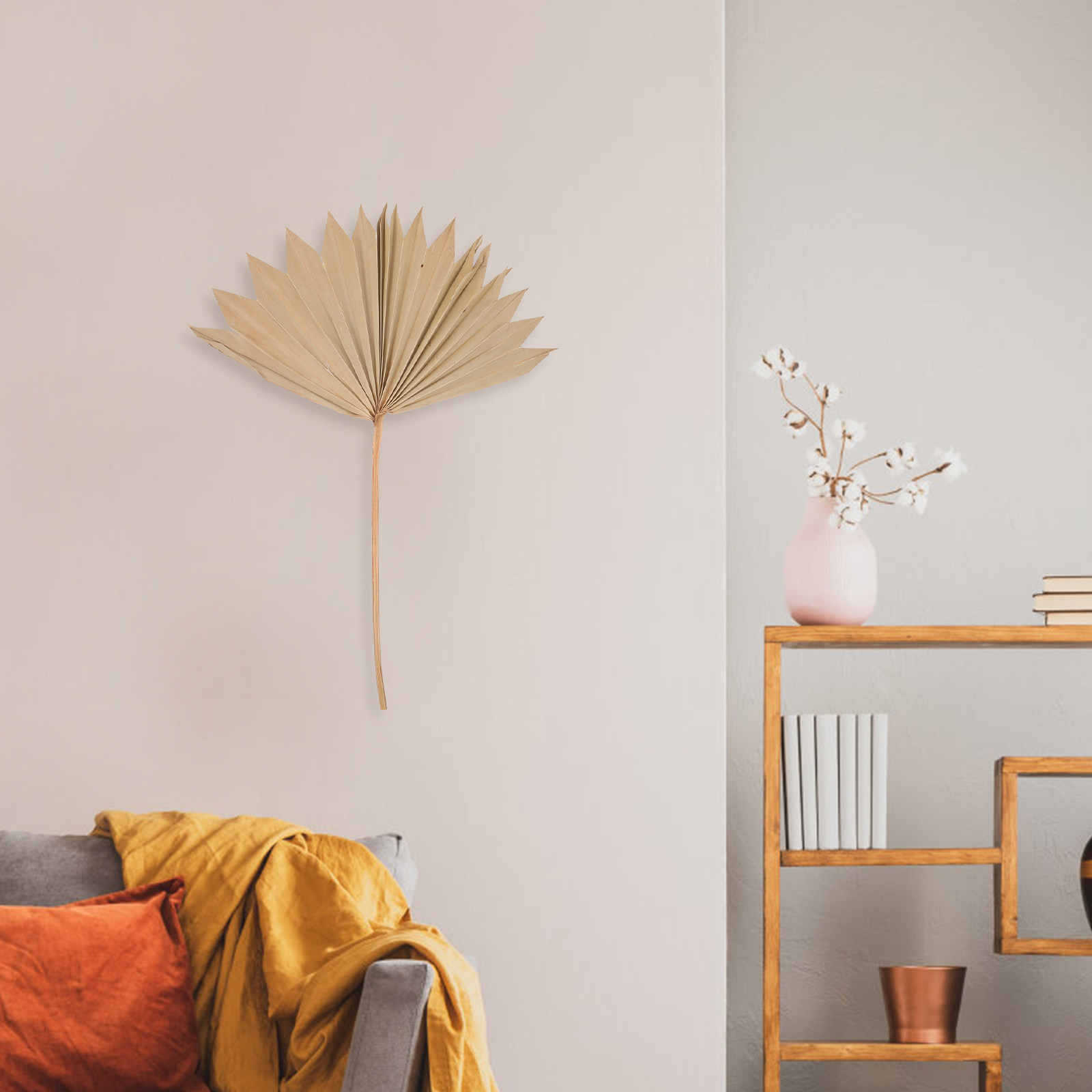 Palm Leaf Dried - พัดใบปาล์มแห้งธรรมชาติ 4 ชิ้น ของตกแต่งผนังสไตล์โบโฮ ของตกแต่งงานแต่งงาน ของประดับใบไม้แห้ง
