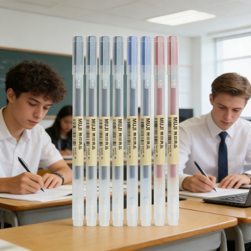 Muji Stationery Gel Pen - 6/8 ชิ้น MUJI สไตล์เจลปากกาสีดำ/แดง/น้ำเงิน 0.38/0.5 มม.,