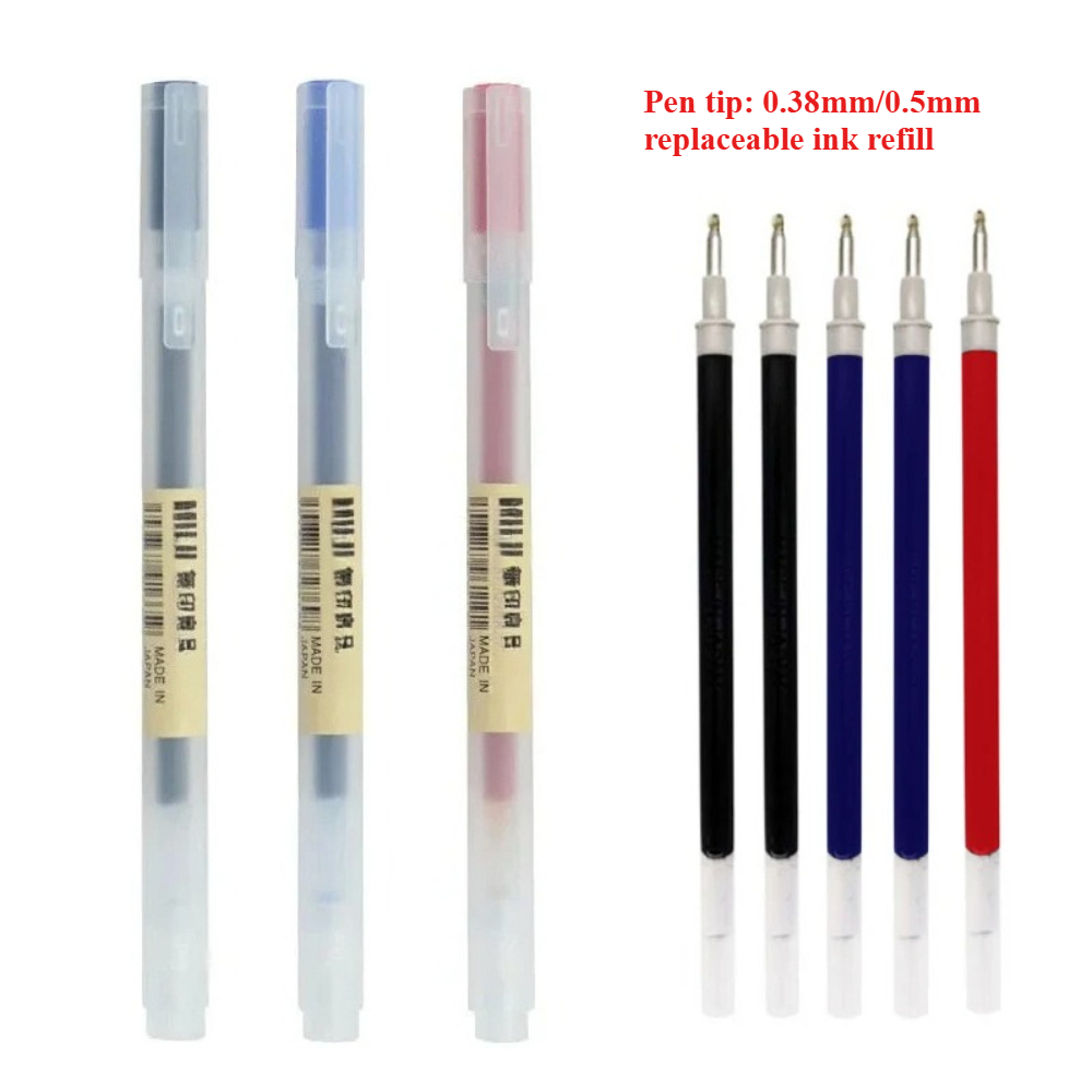 Muji Stationery Gel Pen - แท่งเติมหมึกขนาด 0.38/0.5 มม. สำหรับปากกาเจล MUJI ชุดเครื่องเขียนสำนักงาน